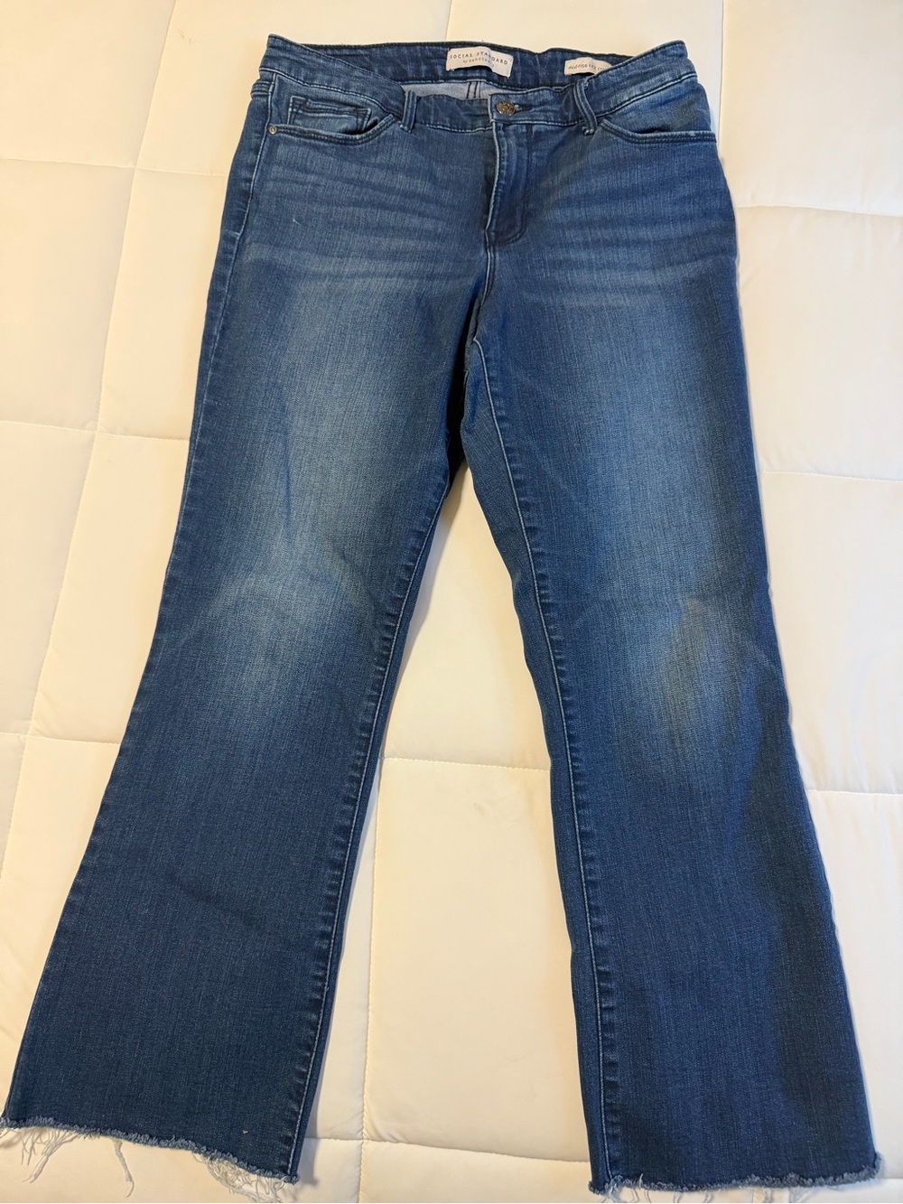 Women’s Blue Flare Jeans with Raw Hem